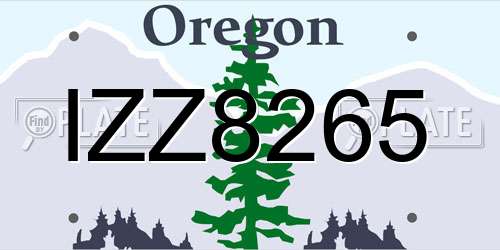 IZZ8265 Oregon License Plate