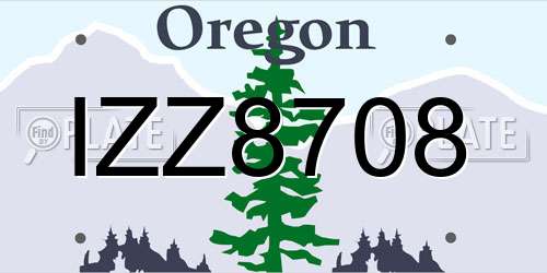 IZZ8708 Oregon License Plate
