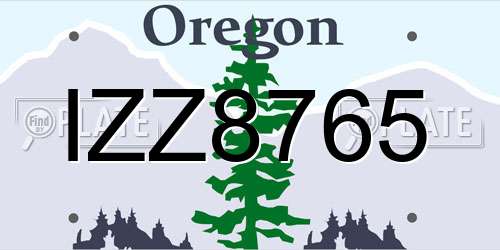 IZZ8765 Oregon License Plate