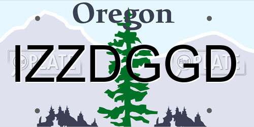 IZZDGGD Oregon License Plate