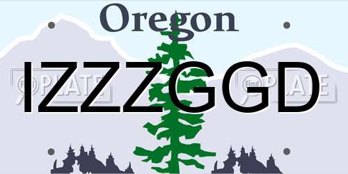 IZZZGGD Oregon License Plate