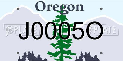 J0005O Oregon License Plate