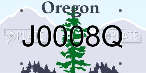 J0008Q Oregon License Plate