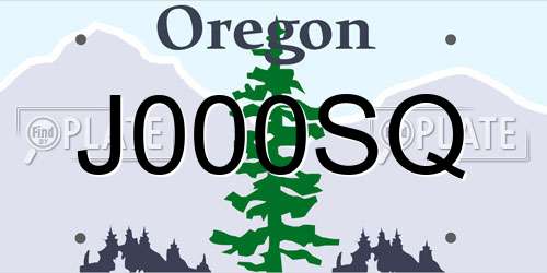 J000SQ Oregon License Plate