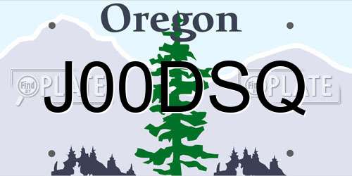 J00DSQ Oregon License Plate