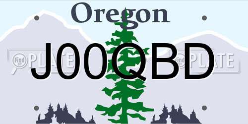 J00QBD Oregon License Plate