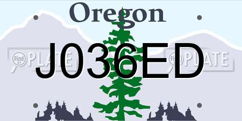 J036ED Oregon License Plate