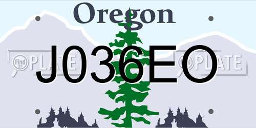 J036EO Oregon License Plate