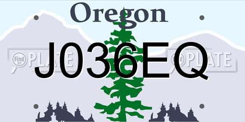 J036EQ Oregon License Plate