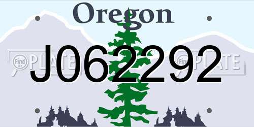 J062292 Oregon License Plate