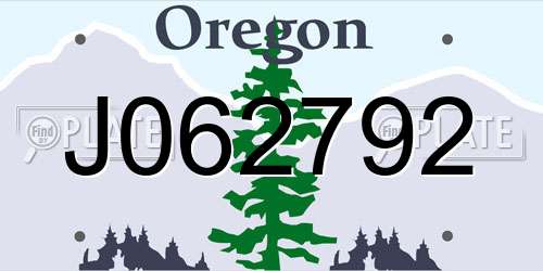 J062792 Oregon License Plate