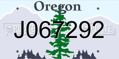 J067292 Oregon License Plate