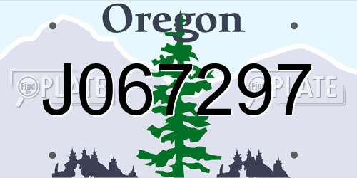 J067297 Oregon License Plate
