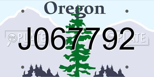 J067792 Oregon License Plate