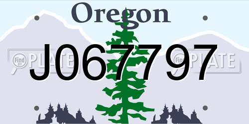 J067797 Oregon License Plate