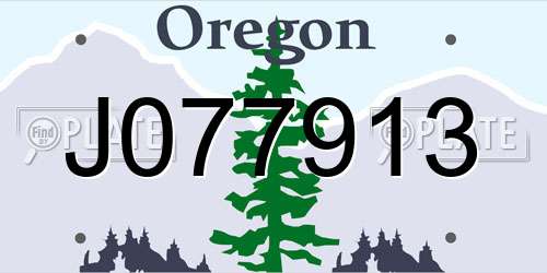 J077913 Oregon License Plate