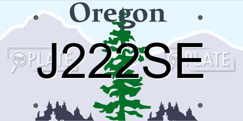 J222SE Oregon License Plate