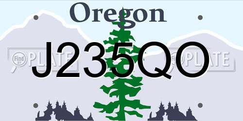 J235QO Oregon License Plate