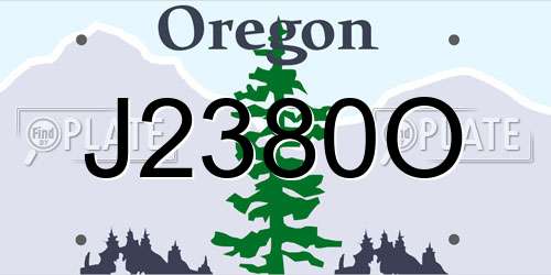 J2380O Oregon License Plate