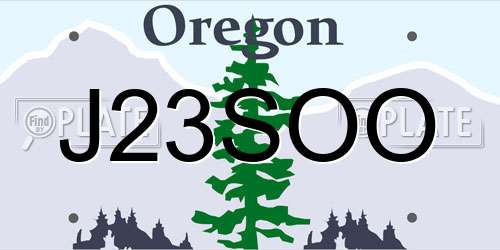 J23SOO Oregon License Plate