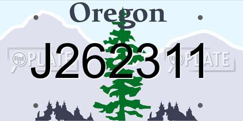 J262311 Oregon License Plate