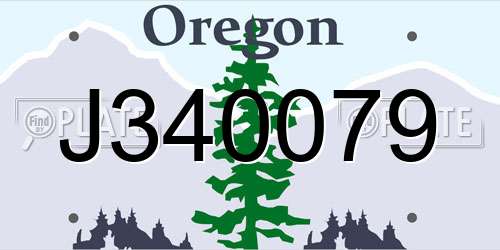 J340079 Oregon License Plate
