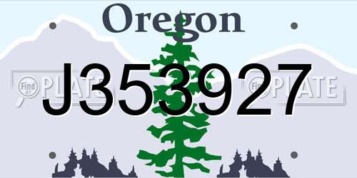 J353927 Oregon License Plate