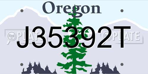 J35392T Oregon License Plate