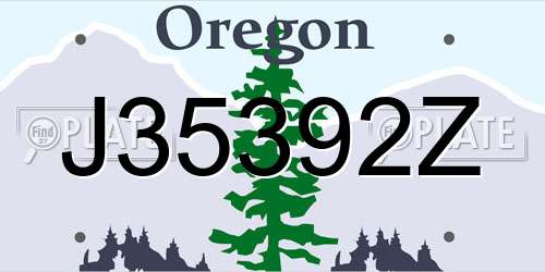 J35392Z Oregon License Plate