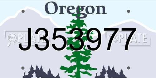 J353977 Oregon License Plate