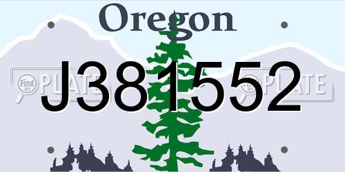 J381552 Oregon License Plate
