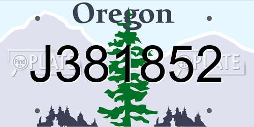 J381852 Oregon License Plate