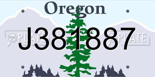 J381887 Oregon License Plate