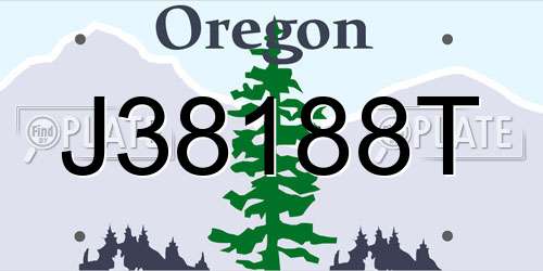 J38188T Oregon License Plate