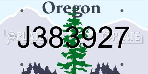 J383927 Oregon License Plate