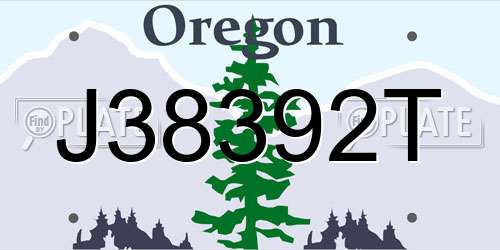 J38392T Oregon License Plate