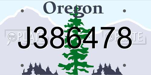 J386478 Oregon License Plate