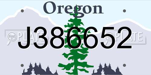 J386652 Oregon License Plate