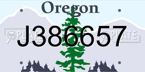 J386657 Oregon License Plate