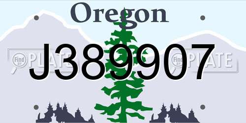 J389907 Oregon License Plate