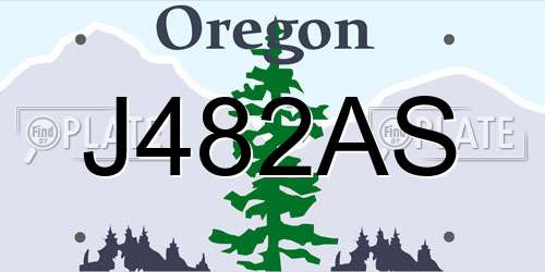 J482AS Oregon License Plate