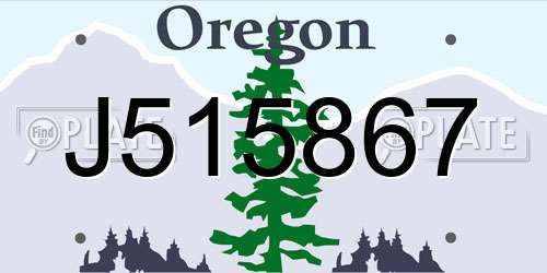 J515867 Oregon License Plate