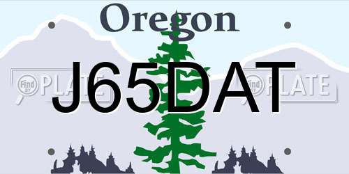 J65DAT Oregon License Plate