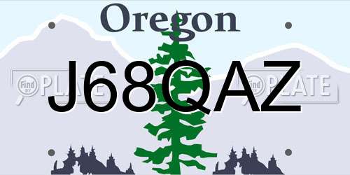 J68QAZ Oregon License Plate