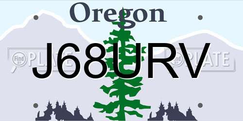 J68URV Oregon License Plate