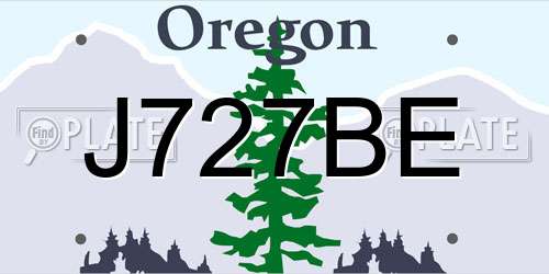 J727BE Oregon License Plate