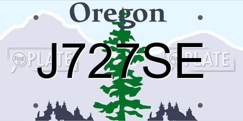 J727SE Oregon License Plate