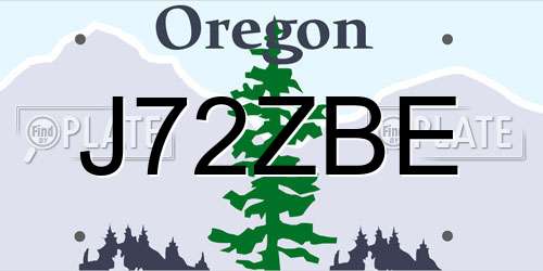 J72ZBE Oregon License Plate