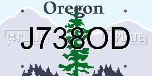 J738OD Oregon License Plate