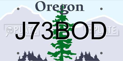 J73BOD Oregon License Plate